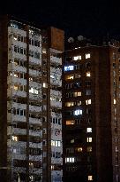 Apartment block at night