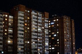 Apartment block at night