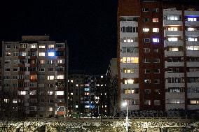 Apartment block at night