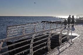 Ice-covered beach in Odesa