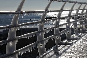 Ice-covered beach in Odesa