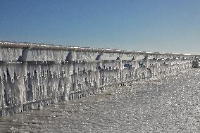 Ice-covered beach in Odesa