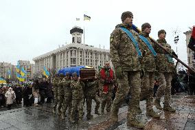 Memorial service of Ukrainian defender Maksym Kryvtsov in Kyiv