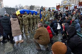 Memorial service of Ukrainian defender Maksym Kryvtsov in Kyiv