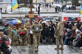 Memorial service of Ukrainian defender Maksym Kryvtsov in Kyiv