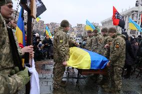 Memorial service of Ukrainian defender Maksym Kryvtsov in Kyiv