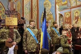Memorial service of Ukrainian defender Maksym Kryvtsov in Kyiv