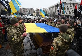 A Funeral Ceremony Of Ukrainian Poet And Serviceman Maxym Kryvtsov In Kyiv, Amid Russia's Invasion Of Ukraine.