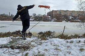 Exhibition ice rescue training drill in Vinnytsia