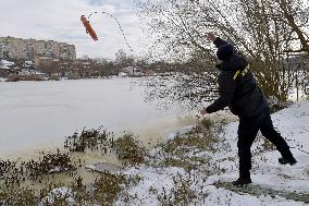 Exhibition ice rescue training drill in Vinnytsia