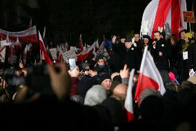 Protest Of Free Poles In Warsaw