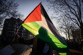 Protesters Rally Outside Court Hearing On Gaza Genocide Case