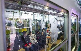 Fashion show inside train