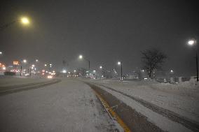 Blizzard Conditions During The Evening Commute In Cedar Rapids Iowa