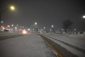 Blizzard Conditions During The Evening Commute In Cedar Rapids Iowa