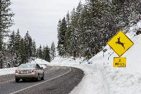 California Highway Patrol And CalTrans Prepare California State Route 20 (CA SR20) For The Next Snowstorm In A Series Of Storms,