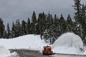 California Highway Patrol And CalTrans Prepare California State Route 20 (CA SR20) For The Next Snowstorm In A Series Of Storms,