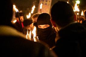 The Torchlight March Of Paris Fierte , An Identitarian Far-right Association In Paris