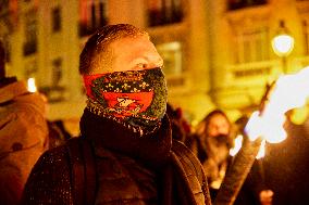 The Torchlight March Of Paris Fierte , An Identitarian Far-right Association In Paris
