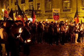 The Torchlight March Of Paris Fierte , An Identitarian Far-right Association In Paris