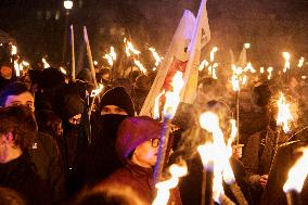 The Torchlight March Of Paris Fierte , An Identitarian Far-right Association In Paris