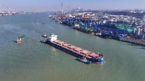 Liberian Ship Alpha Discovery Enter Nanjing Port