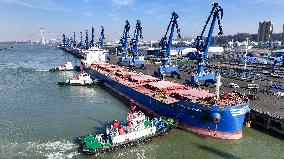 Liberian Ship Alpha Discovery Enter Nanjing Port