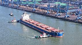 Liberian Ship Alpha Discovery Enter Nanjing Port