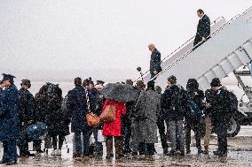 President Joe Biden deplanes from Air Force One at Joint Base Andrews