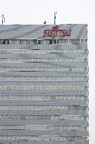 Exterior, logo and signage of Fujitsu (Head Office and Kawasaki Plant)