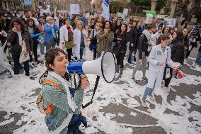 Catalan Public Health Strike In Barcelona.