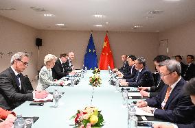 SWITZERLAND-DAVOS-CHINA-LI QIANG-EU-URSULA VON DER LEYEN-MEETING