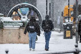 Snowfall in Manchester, United Kingdom