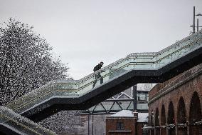 Snowfall in Manchester, United Kingdom