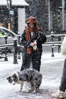 Snowfall in Manchester, United Kingdom