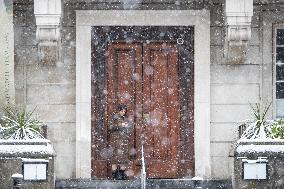 Snowfall in Manchester, United Kingdom