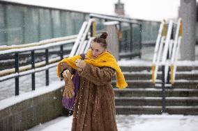 Snowfall in Manchester, United Kingdom