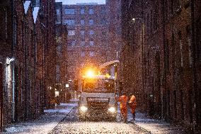 Snowfall in Manchester, United Kingdom