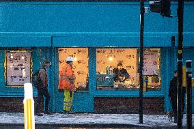 Snowfall in Manchester, United Kingdom