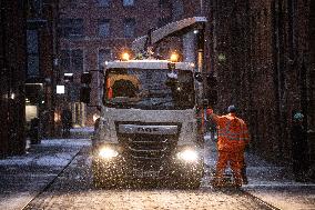 Snowfall in Manchester, United Kingdom