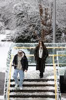 Snowfall in Manchester, United Kingdom