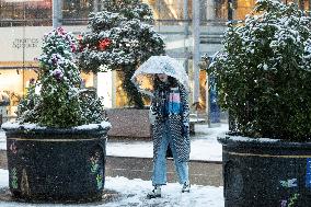 Snowfall in Manchester, United Kingdom