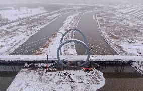 Fenhe River With Snowfall