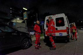 Italian Red Cross Offers An Assistance Service To Homeless People And Provides For The Distribution Of Hot Meals, Blankets And M