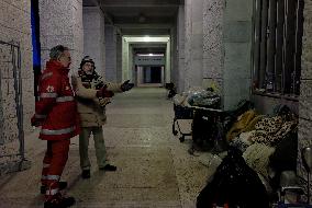 Italian Red Cross Offers An Assistance Service To Homeless People And Provides For The Distribution Of Hot Meals, Blankets And M