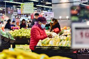 Customers Shop at A Supermarket in Qingzhou