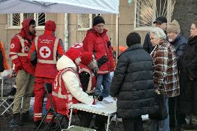 Victims of Russian attack receive aid in Odesa