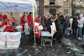 Victims of Russian attack receive aid in Odesa