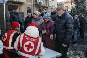 Victims of Russian attack receive aid in Odesa