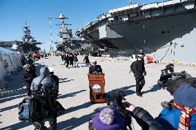 The USS Gerald R. Ford Returns From Deployment In Norfolk, VA